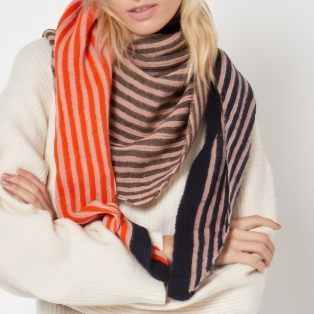 Boho-style Knit Triangle Scarf
